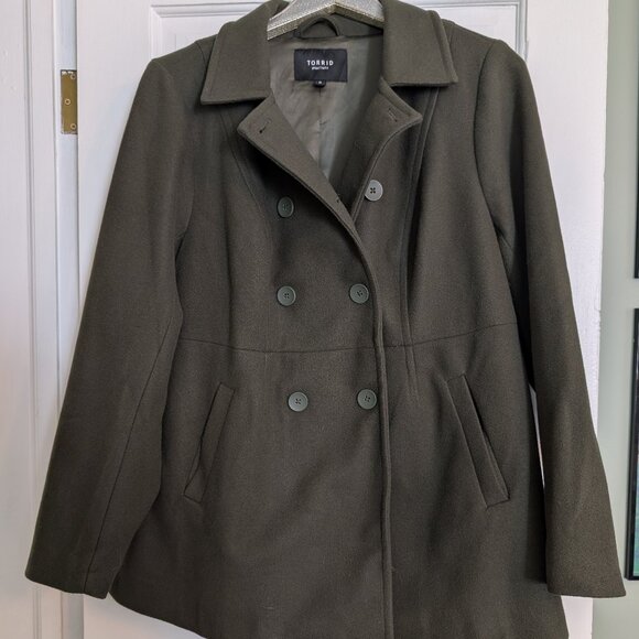 torrid Jackets & Blazers - Torrid double breasted peacoat - "deep depths" green - size 0 (approx 14)